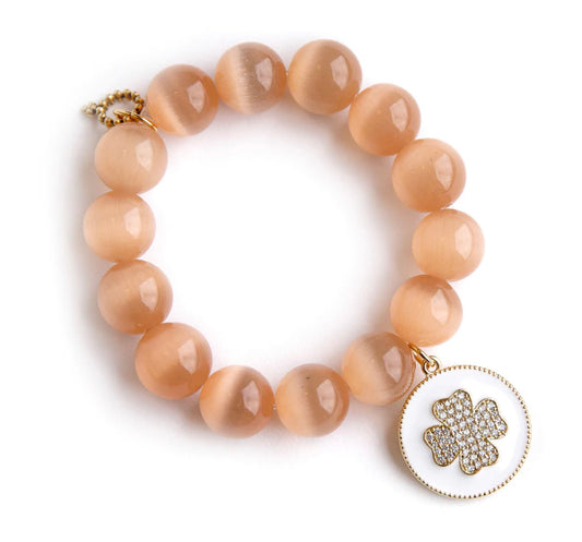 Cashmere Calcite paired with White Enameled Crystal Clover